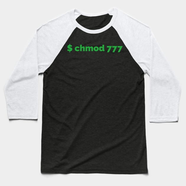 Linux Command chmod 777 Baseball T-Shirt by Cyber Club Tees